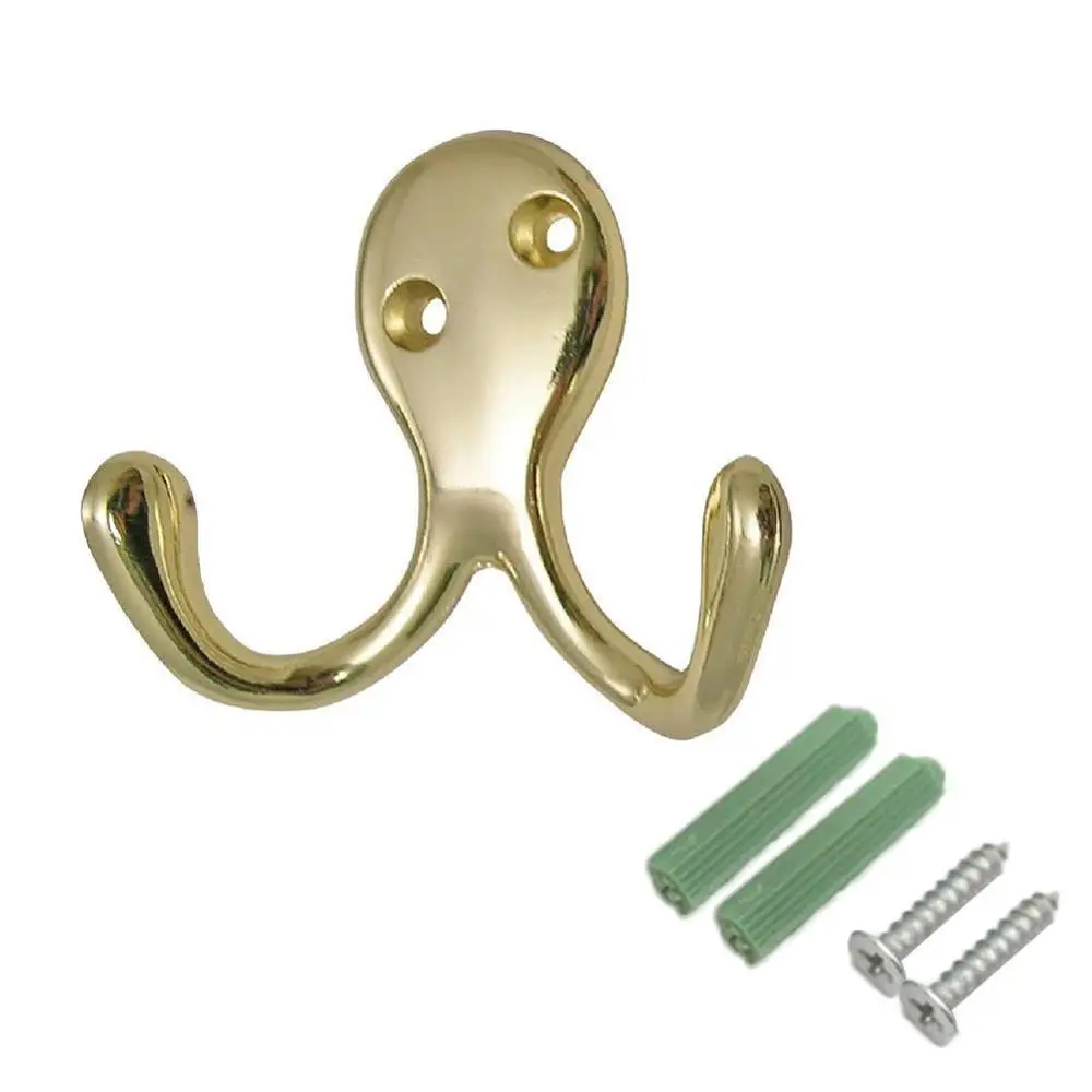 

Antique Bronze/Gold Hooks Bath Door Hanger Bathroom Prong Accessories Hat Hook Clothes Towel Robe Coat Double B0C6