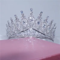 high end luxury princess noble crown headdress fashion exquisite zircon crystal bridal wedding crown jewelry hair accessories