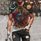 Мужская Винтажная футболка с 3D-принтом и круглым вырезом, в этническом стиле