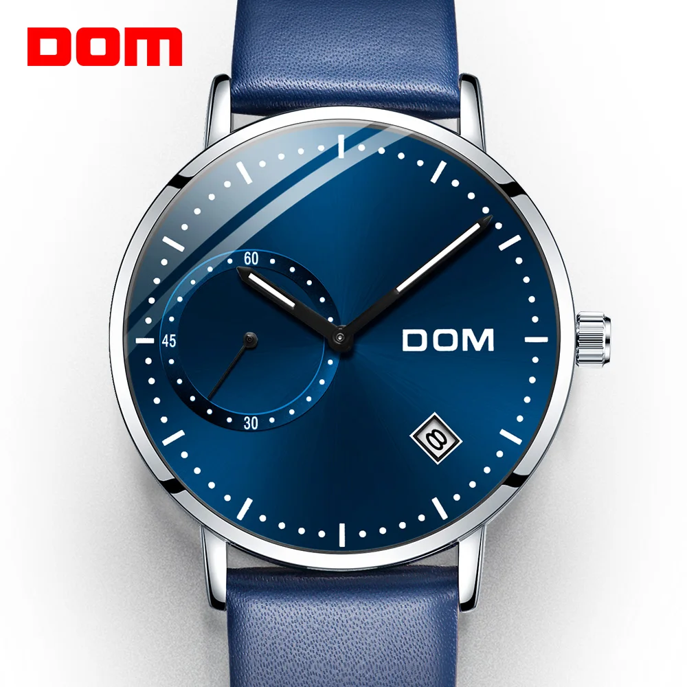 Часы DOM мужские спортивные повседневные с синим циферблатом простые