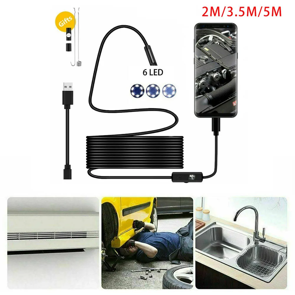 Водонепроницаемый USB эндоскоп бороскоп Гибкая смотровая Камера Android мобильный