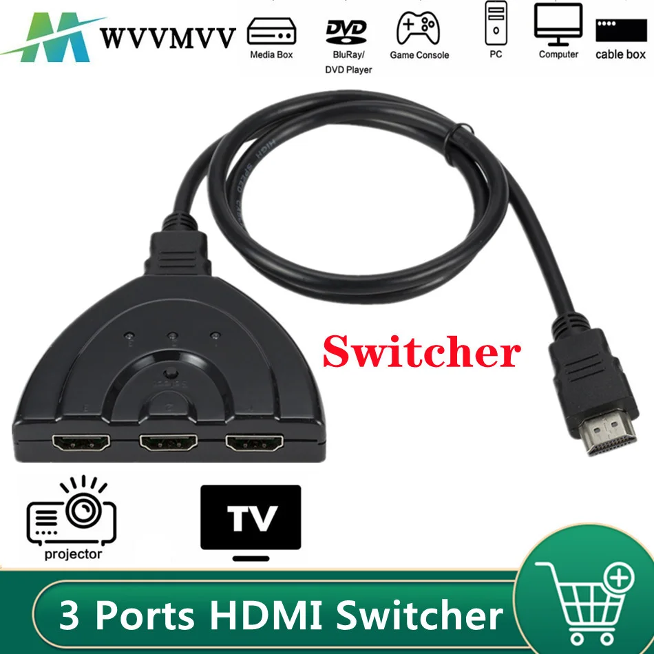 HD мини-разветвитель с 3 портами HDMI-кабель адаптер 1.4b 4K * 2K 1080P Коммутатор