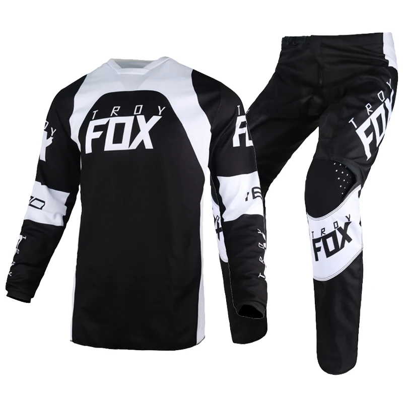 

2022 Motocross Racing Gear Set 180 Trice Lux Jersey Pants Offroad Kits Moto Mens Black White Suit