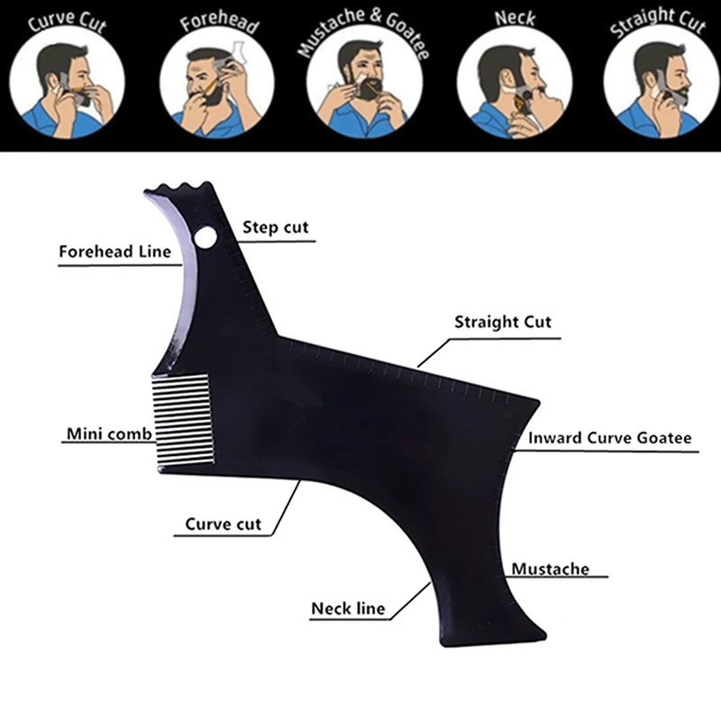 Идеальный гребень для бороды мужчин уход за лицом прозрачный черный трафарет