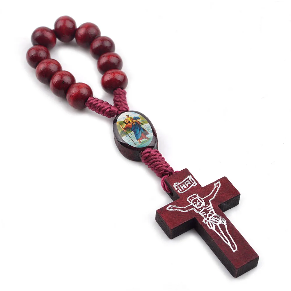 St Christopher Finger десять лет четки католические деревянные бусины Религиозная Молитва