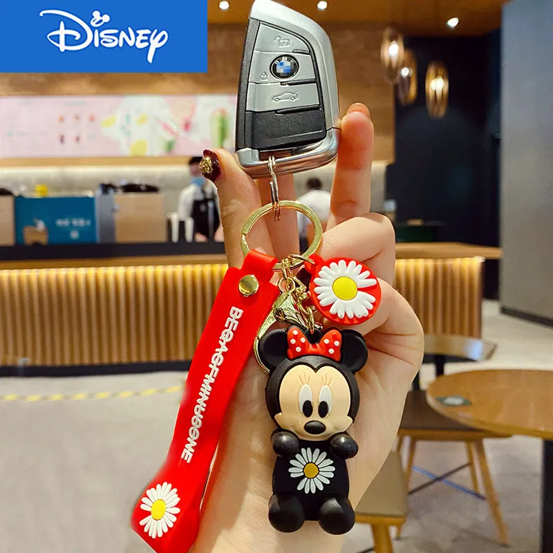 

Cute Disney Mickey Minnie Cartoon Glue Multi-Function Keyring Phone Bracket Ins Keychain Handbag Pendant Female Car Key Chain