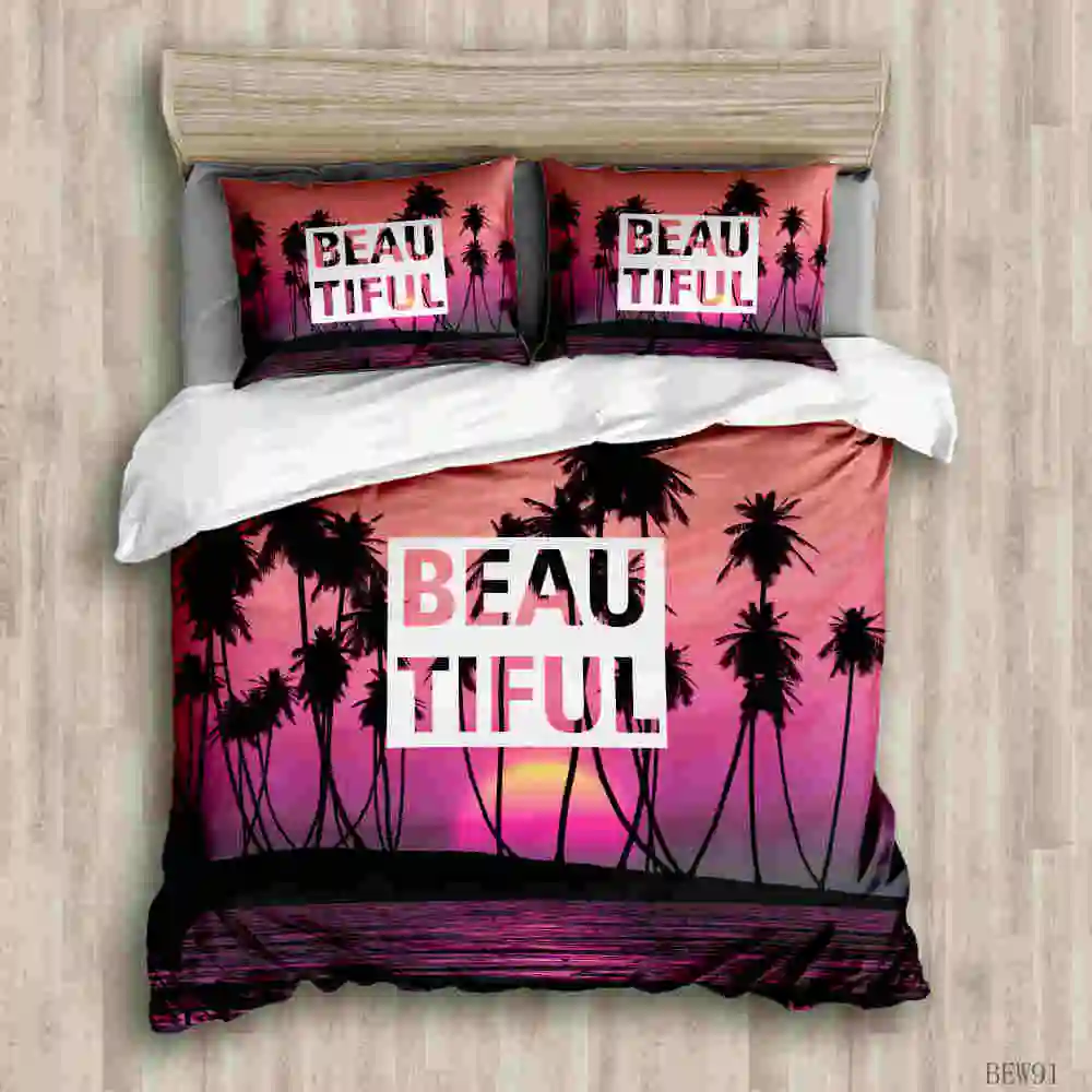 Модный цветочный Комплект постельного белья Розовый пододеяльник размера King Queen