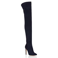 womens long boots large size sexy pointed toe black suede thigh boots side zipper over the knee modern boot thin heels shoes