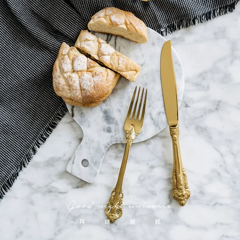 

Gold Stainless Steel Cutlery Vintage Set Spoon Fork Cutlery Set Golden Tableware Dinnerware Knife Set Royal 2020
