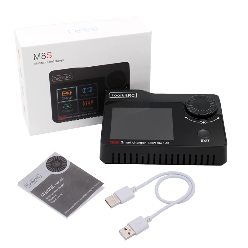M8S Black Toolkitrc M8S многофункциональное зарядное устройство Dis зарядное устройство цветной экран 400 Вт 18A для 1-8S Lipo power LiHV Life Lion NiMh - Цвет: M8S Black