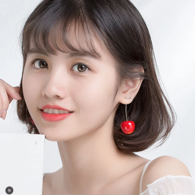 Женские длинные серьги-цепочки Modian с фруктами милые висячие серьги из серебра 925