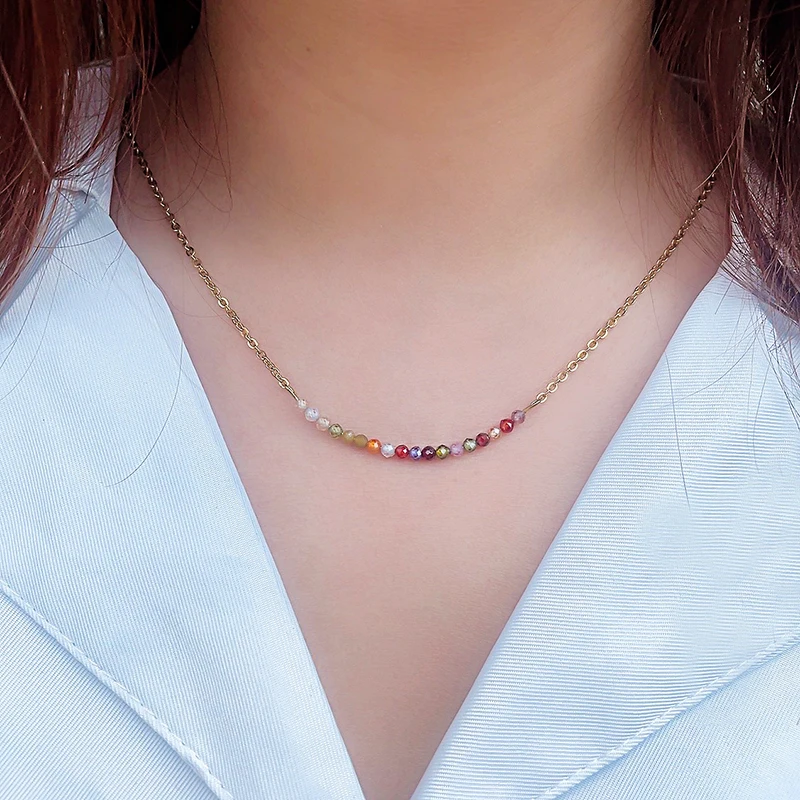 

Ожерелье-цепочка женское, из меди и золота, с натуральным камнем, 2021