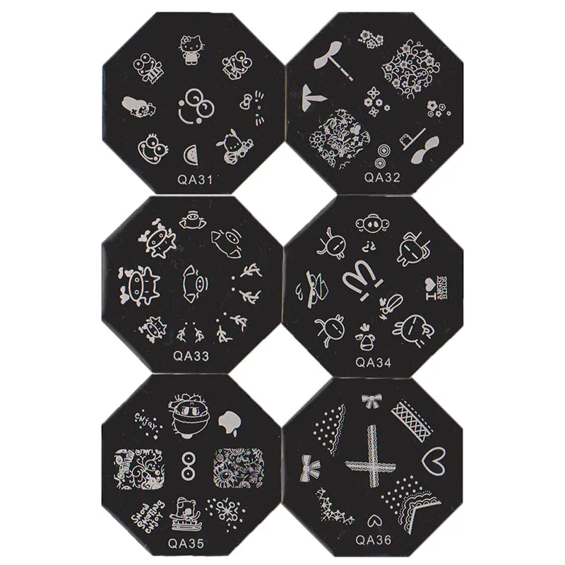 20 шт. штамповочная пластина с изображениями для нейл-арта Серия QA DIY шаблон
