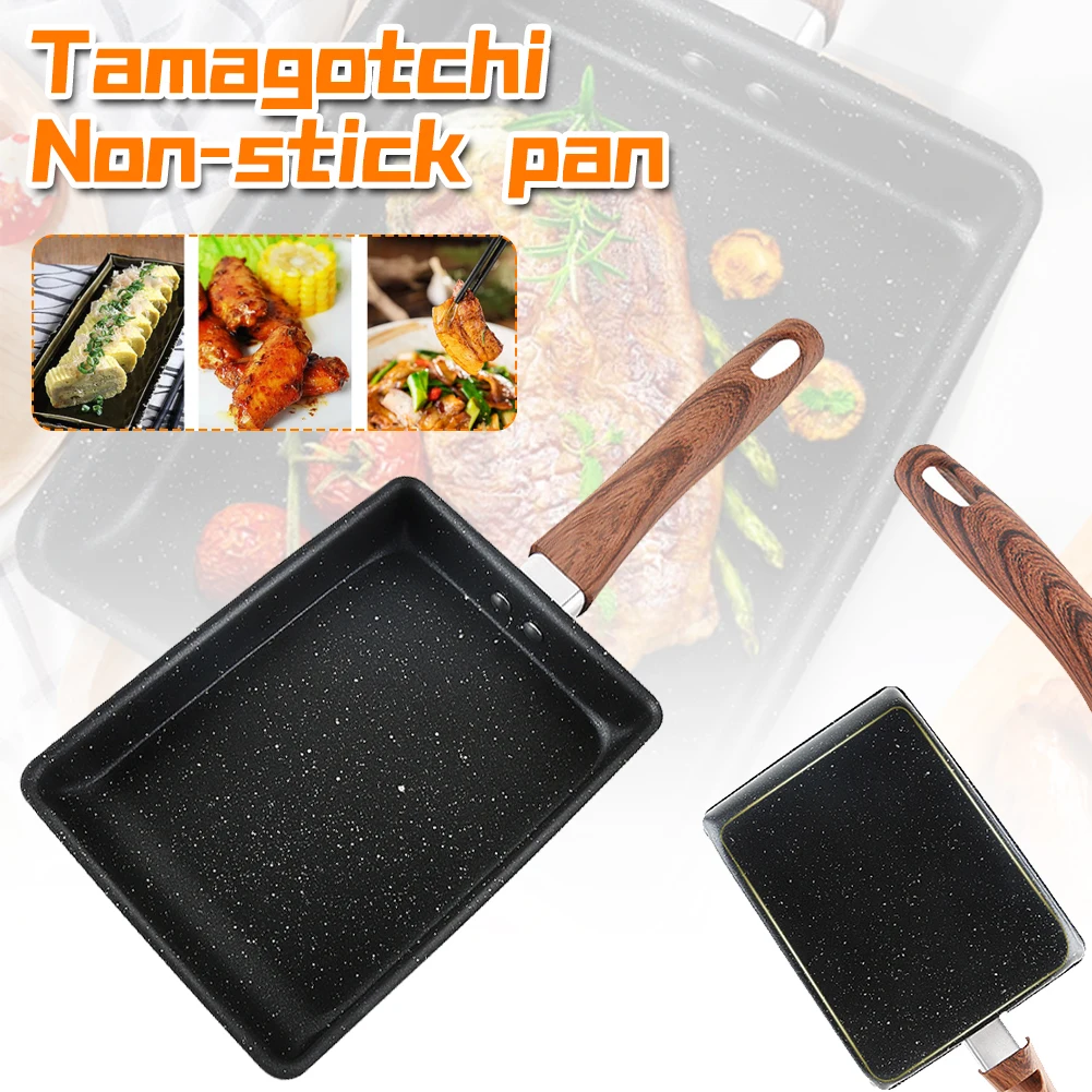 

Japanese Omelette Frying Pan Tamagoyaki Egg Pan Wood Handle Nonstick Fry Egg Pan Pancake for Gas Induction Cooker Kitchen Gadget