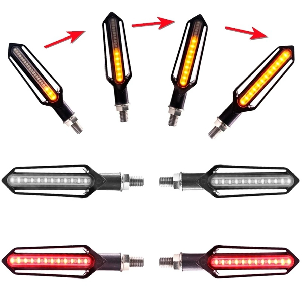 

Universal 4Pcs 24LED Motorcycle waterproof DRL Light Brake Strobe Light Flowing Turn Signal Lights for Motorcycle with 10mm Bolt