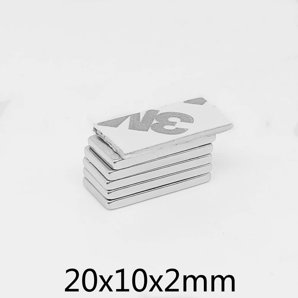 

5/10/20/50/100/150PCS 20x10x2 Block Search Magnet With 3M Double-Sided Adhesive Tape 20*10*2 Strong Neodymium Magnets 20x10x2mm