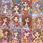 Алмазная 5D мозаика сделай сам, картина сделай сам с полными квадратными и круглыми стразами, с мультяшными персонажами, с большими глазами, с длинными вьющимися волосами, для девочек, домашний декор