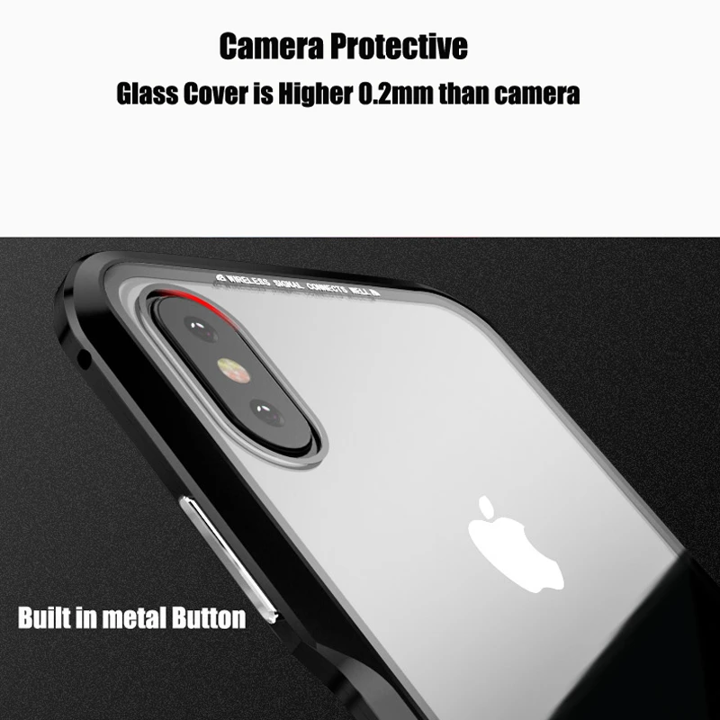 Новая версия металлический адсорбционный Магнитный чехол для Coque iPhone X Магнето со