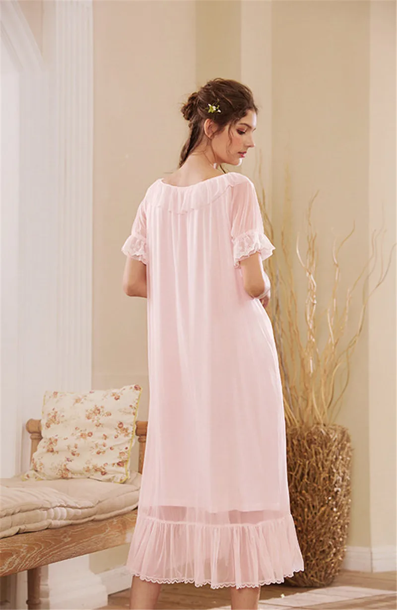 2020 Bathrobe Female Cotton Nightgowns Women Night Wear Home Dress Vintage Sleepwear Honeymoon Nightdress Indoor Clothing T520 | Женская