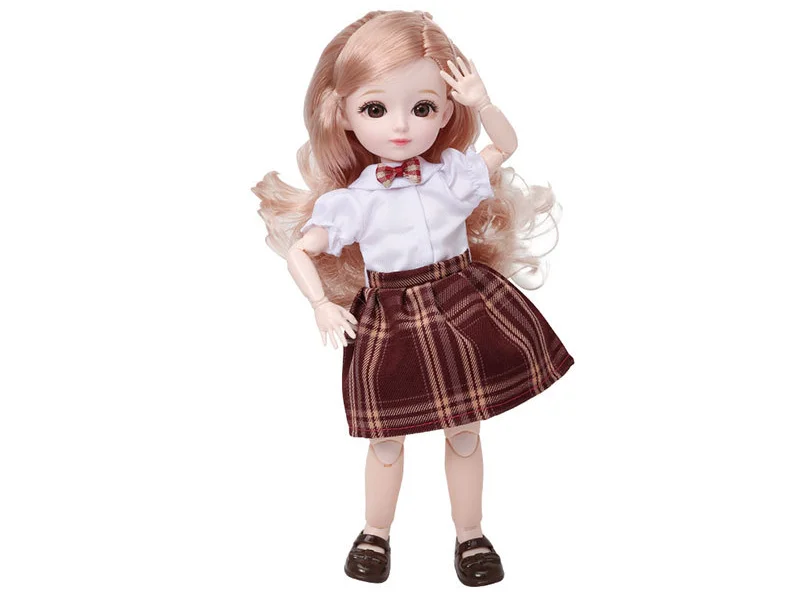 

BJD Doll 16cm 1/6 Makeup Dress Up Cute Brown Blue Eyeball Dolls with Fashion JK Dress for Girls Toy