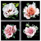 4 панели розовых цветков роз мозаичные камни в форме ромба круглый дрель 5D Diy Алмазная Вышивка Свадебные DecorationsZP-4332
