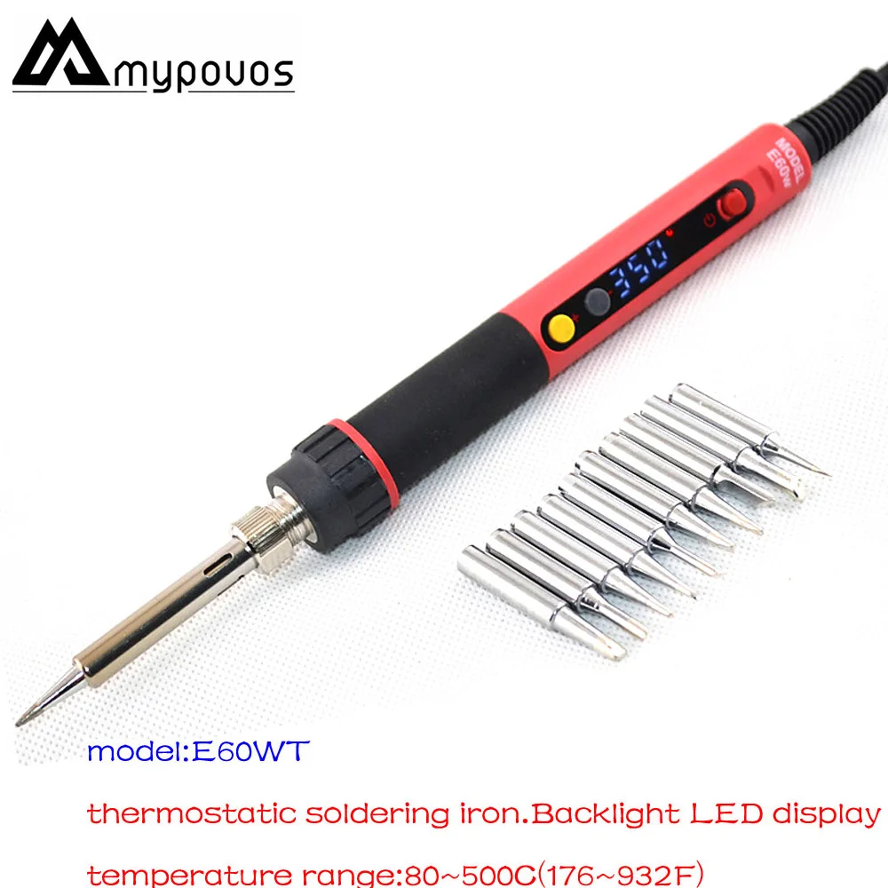 E60W and 10pcs tip CXG E60W E90W E110W цифровой ЖК Регулируемый NC термостат Электрический паяльник ручка сварочный Ремонт+ 10 шт. 900 м наконечники - Цвет: E60W and 10pcs tip
