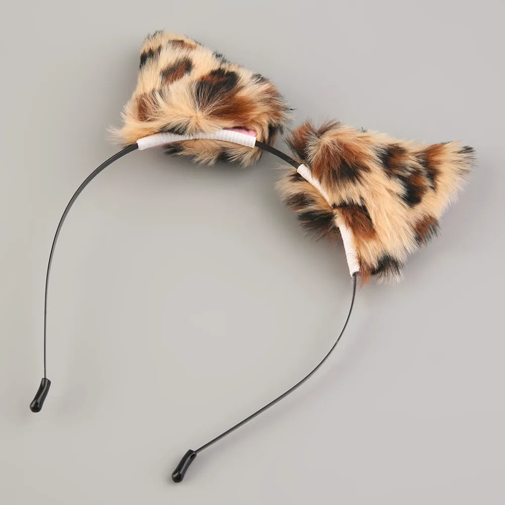 

Fashion Fluffy Halloween Party Cat Faux Fox Fur Ears Costume Hairpin Hairband Black/White/Purple/Leopard/Black Cute 2019