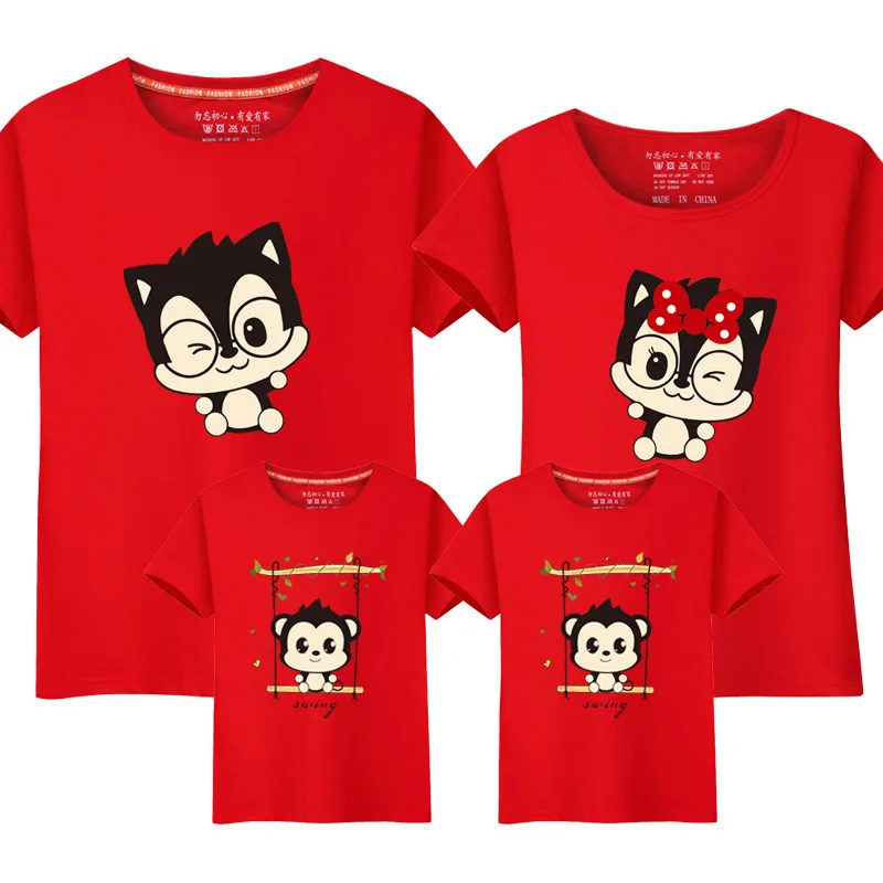 Tumblr/футболки с рисунками животных одинаковые комплекты для мамы и дочки летняя