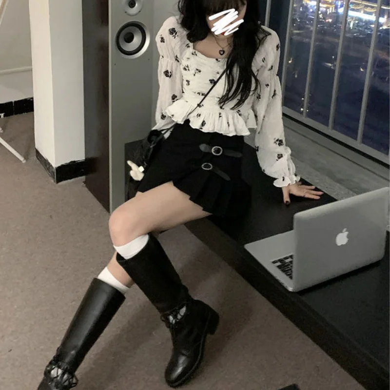 Блузка женская с оборками и рукавами-фонариками милая универсальная винтажная