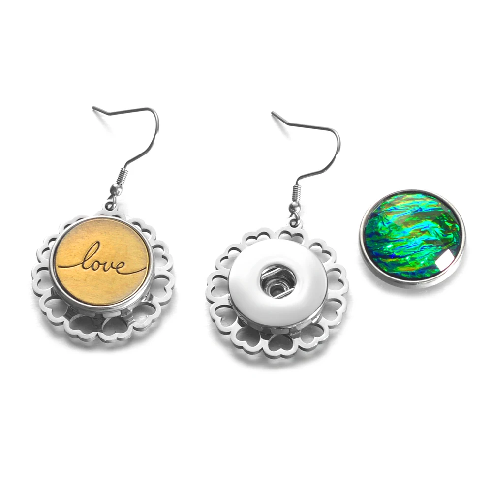 

10pcs/lot Fashion DIY Snaps Earrings fit 18mm Snaps Buttons Stainless Steel Earrings For Women Vintage Pendientes NN-769*10