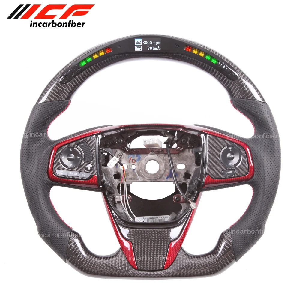 

Carbon Fiber LED Steering Wheel for Honda Civic, Type R