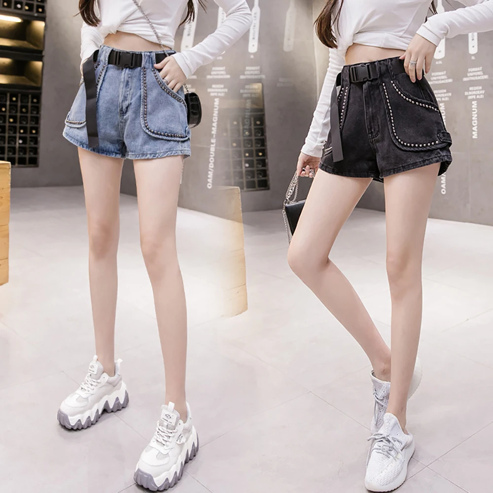

summer high waisted denim shorts for women plus size 3xl 4xl 5xl black rivet with pockets push up short jeans womens clothing