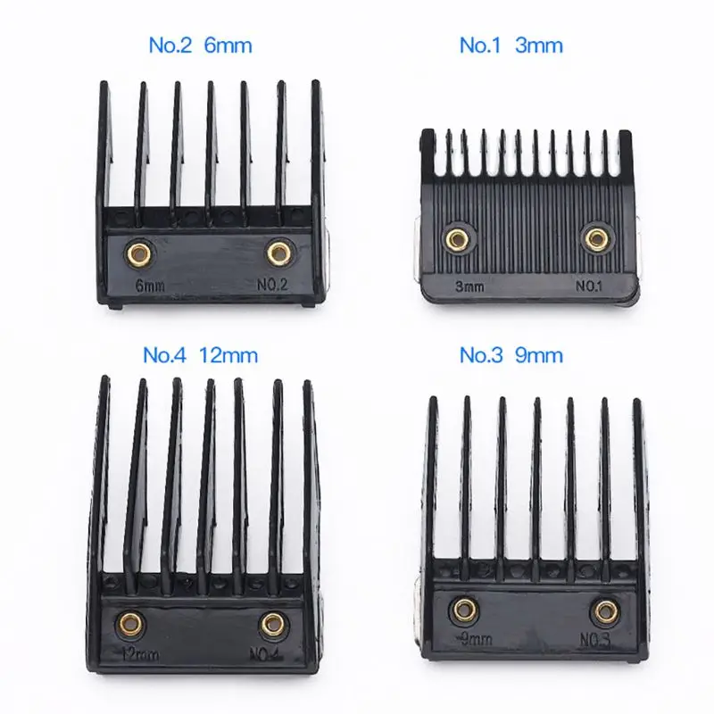 

4Pcs Universal Hair Clipper Limit Comb Guide Attachment Size Barber Replacement 3/6/9/12mm Shaving Combs