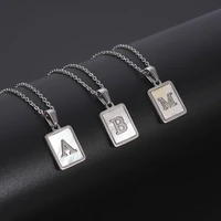 simple titanium steel square shell capital letter necklace personalized womens necklace leisure party jewelry birthday gift