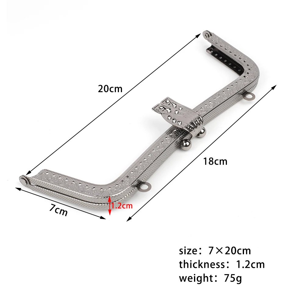 20cm Bronze DIY Purse Handbag Handle Coins Bags Metal Kiss Clasp Lock Clutch Bags Part Replacement Wallet Accessories Hardware