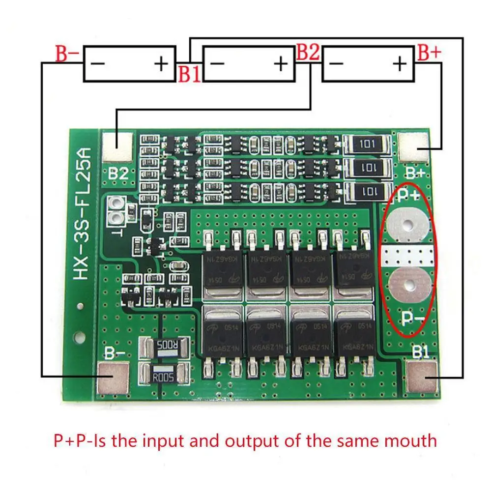

3 String 12V 25A 18650 Lithium Ion Battery Protection 11.1V Protection Circuit with Balanced Lithium Board Board 12.6V Batt U0Q4