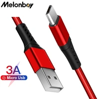 melonboy 3a nylon braided micro usb cable fast charging cable wire for xiaomi 11 mi 9 8 9t note 8 7 pro samsung s10 s9 huawei