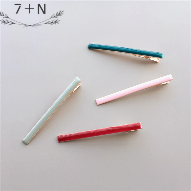 

2pcs/1set 7+n A variety of metal color one word clip dripping paint duck beak clip retro elegant bangs clip decorative bb clip