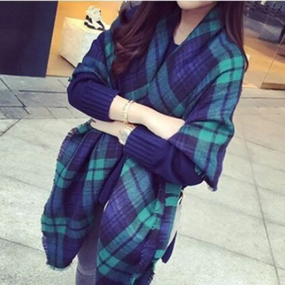 Новый осенний и зимний популярный кашемировый толстый клетчатый женский шарф