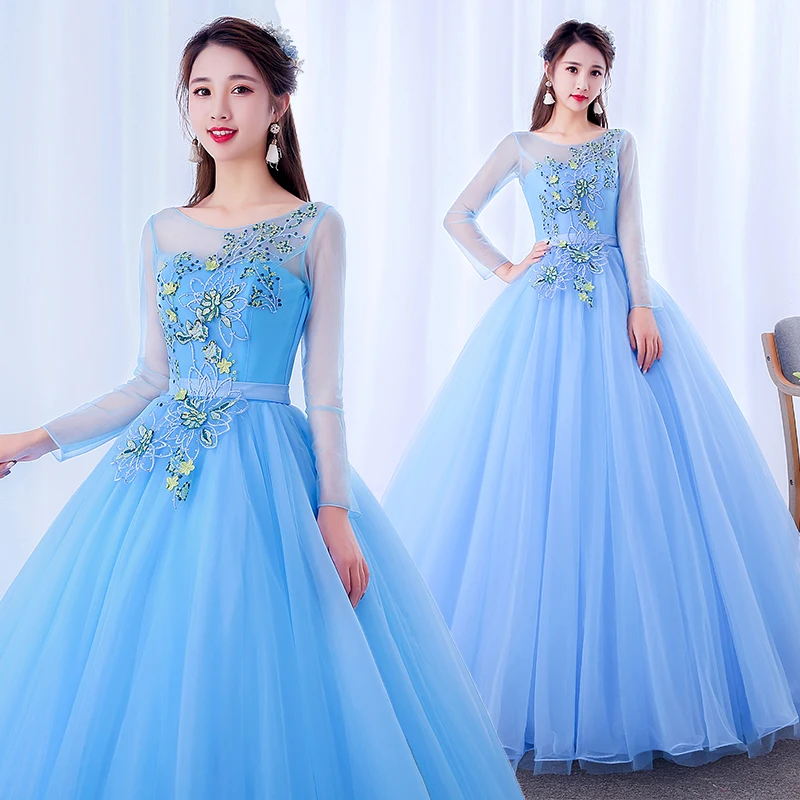 

2021 Quinceanera Dresses Sky Blue Appliques Beaded Crystal Sweetheart Special Party Gowns Floor Length Ball Dress