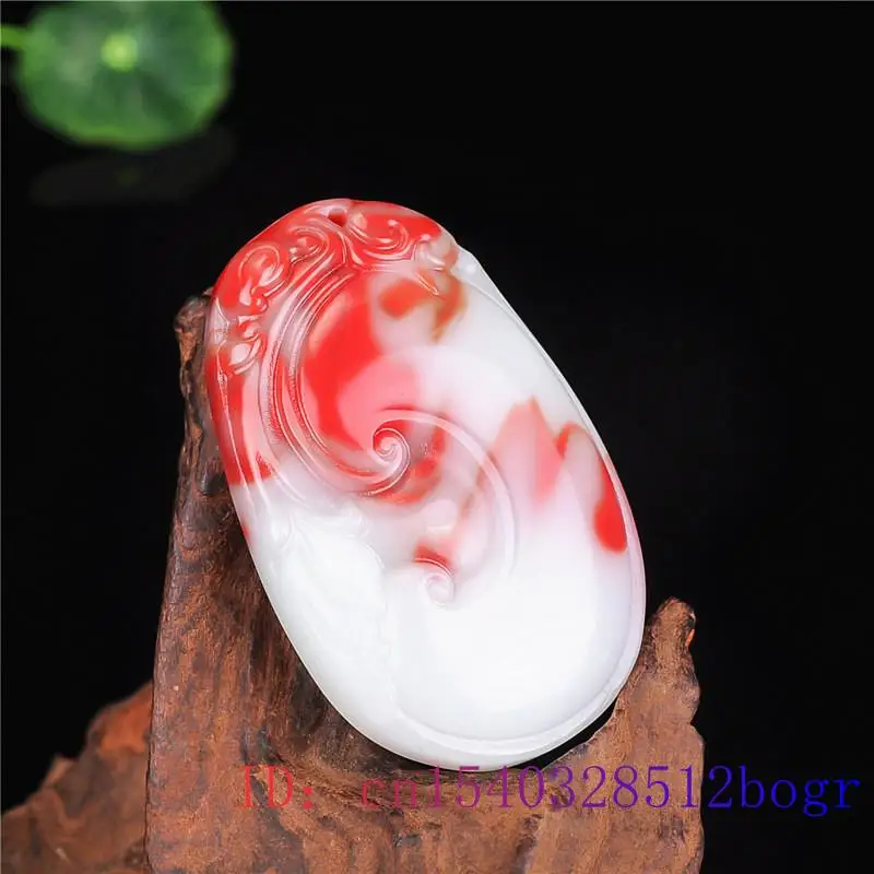 

Jade Dragon Pendant Necklace Men Ruyi Charm Fashion Women Gifts Hand Amulet Red white Natural Jadeite Carved Jewelry Chinese