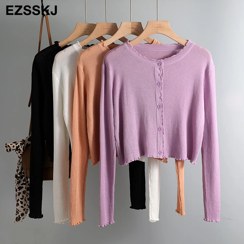 summer short thin knit Fungus crop cardigans Women button Cardigans coat Outwear female Sun protection o-neck chic jacket |