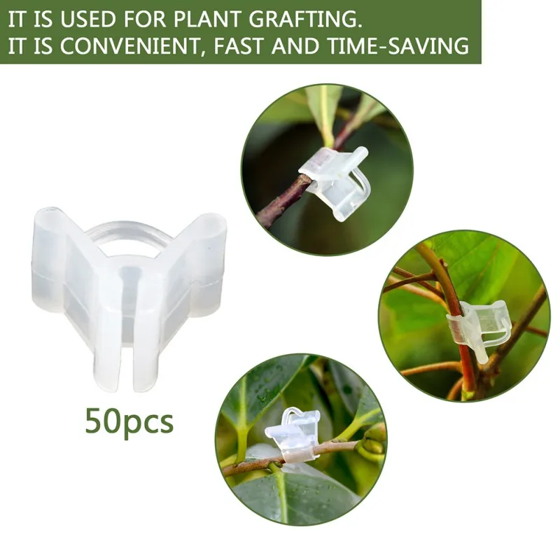 

50 Pieces Garden Plant Stem Clips Tomato Clamps Garden Tools Support Clips Gripper Vine Clips Fasteners Tomato Trellis Grafting