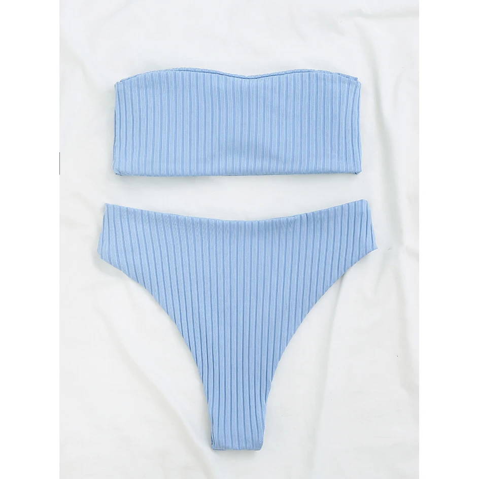 

High Waist Bikini 2021 Woman Swimsuit Bandeau Sexy New Bikinis Set Swimming for Bathing Suit Swimsuit Women's Beah Wear Swimwear
