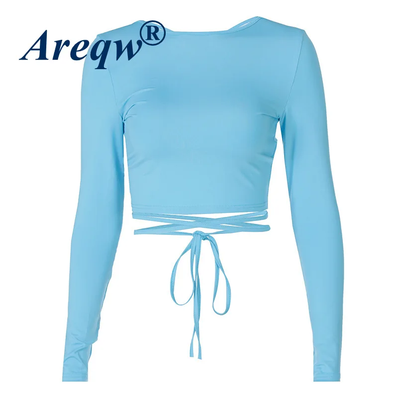 

2021 spring new back hollow lace long-sleeved T-shirt women