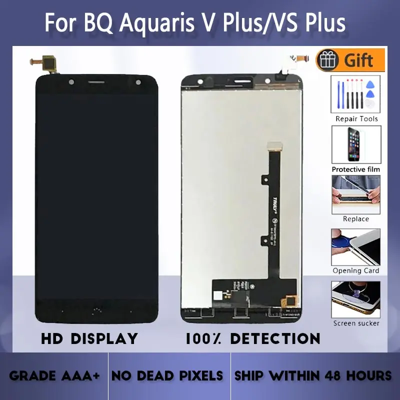 

ЖК-экран 5,5 'для BQ Aquaris V Plus, сенсорное стекло в сборе, для BQ Aquaris VS Plus, с запасными частями, ЖК-дисплей, черный, белый