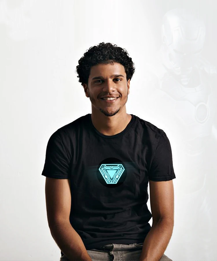 Светодиодная светящаяся футболка высокого качества с активацией звуком