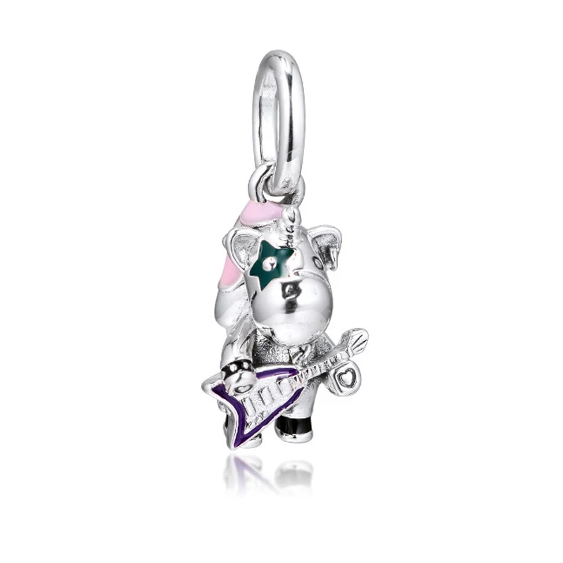 QANDOCCI 925 пробы серебро Бруно единорог панк группа свисающие подвески бусины для