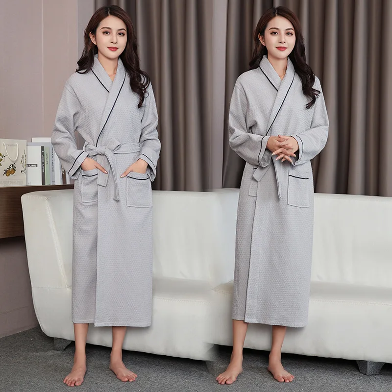 Waffle Robe Women Cotton Bathrobe Night Dress Sleepwear Nightgown Spring Autumn Robes Kimono Women's Gown Women's Sleep Lounge