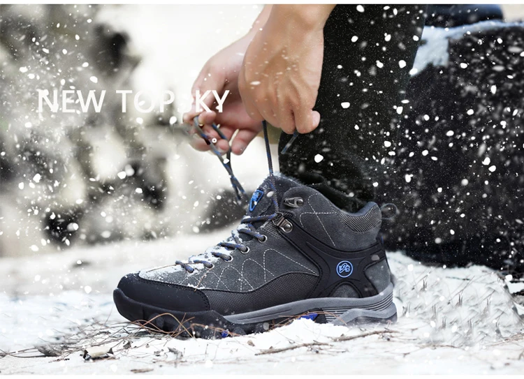 JUNJARM New Men Boots Winter With Fur Warm Snow Boots Men Winter Boots Work Shoes Men Footwear Fashion Rubber Ankle Shoes